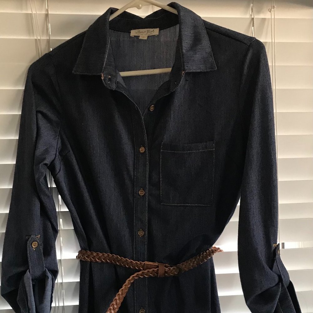 Denim Dress with Belt